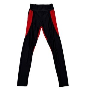 Black Red Heart Back Colorblock High Waisted Athletic Leggings‎ Yoga Pants Small